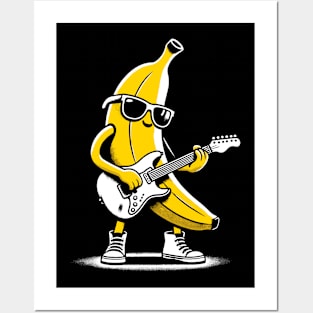 Banana Guitar Rock Music Concert Band Novelty Funny Banana Posters and Art